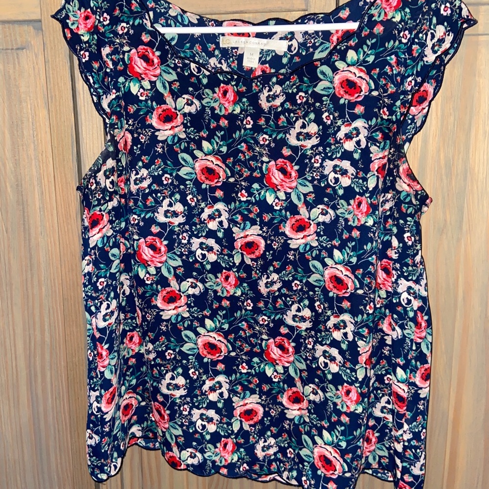 Floral Scalloped Blouse